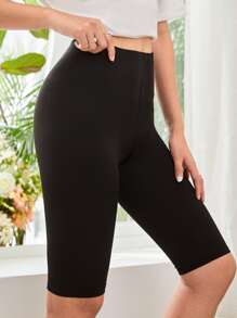 Chiquease 女士休闲纯色运动短裤 - 黑色 - 查看 3