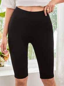 Chiquease 女士休闲纯色运动短裤 - 黑色 - 查看 4