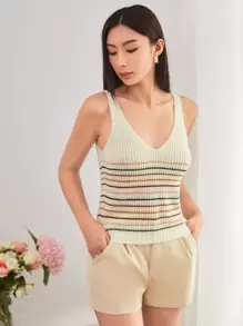 Comfortcana Striped Pattern Knit Top - Multicolor - View 4