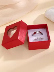 2 Miếng Nhẫn Cặp đôi Khối Zirconia  Trang trí - Bạc - Xem 1