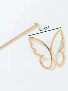 蝴蝶装饰发夹，带棒街头发夹，爪夹，发夹，发夹 - 金色 - 查看 3