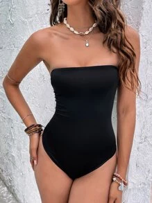 SHEIN BAE Body tubo unicolor - Negro - Ver 3