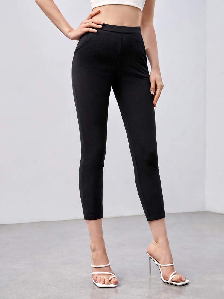 EMERY ROSE リサイクル・ポリエステル ハイウェスト 腰ポケット スキニーパンツ - ブラック - 見る 5