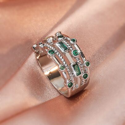 方晶鋯石裝飾戒指