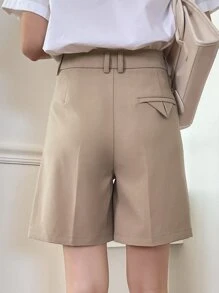 DAZY High Waist Slant Pockets Bermuda Shorts - Khaki - View 2