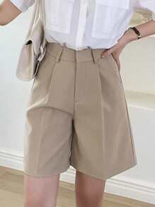 DAZY High Waist Slant Pockets Bermuda Shorts - Khaki - View 3