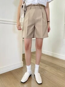 DAZY High Waist Slant Pockets Bermuda Shorts - Khaki - View 5