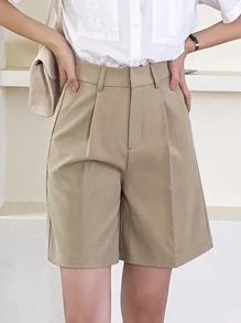 DAZY High Waist Slant Pockets Bermuda Shorts - Khaki - View 6