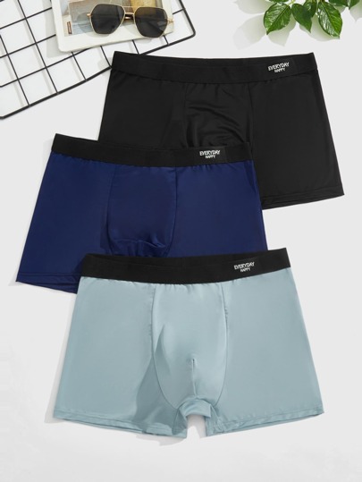 Hombres 3 piezas Calzoncillos boxer en contraste con cinta con letra