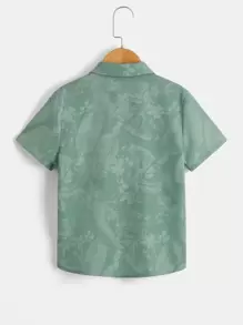 SHEIN 青少年男孩熱帶印花襯衫 - 薄荷綠 - 查看 2