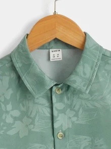 SHEIN 青少年男孩熱帶印花襯衫 - 薄荷綠 - 查看 4
