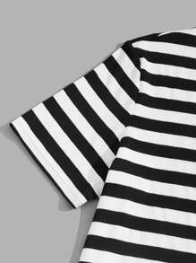 Manfinity VCAY Áo thun nam vừa vặn cổ tròn trễ vai tay ngắn thường ngày mùa hè Polyester - Đen và trắng - Xem 4