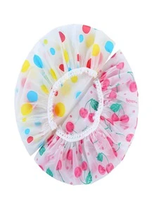 QINGMYU 4 pièces Bonnet de douche imprimé floral, imperméable. Bonnet de bain réutilisable et élastique pour la salle de bain, la décoration de la maison, la décoration d'automne, la rentrée scolaire