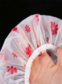 QINGMYU 4 pièces Bonnet de douche imprimé floral, imperméable. Bonnet de bain réutilisable et élastique pour la salle de bain, la décoration de la maison, la décoration d'automne, la rentrée scolaire