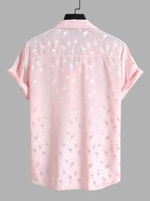Manfinity Men Random Floral Jacquard Satin Shirt - Baby Pink - View 2