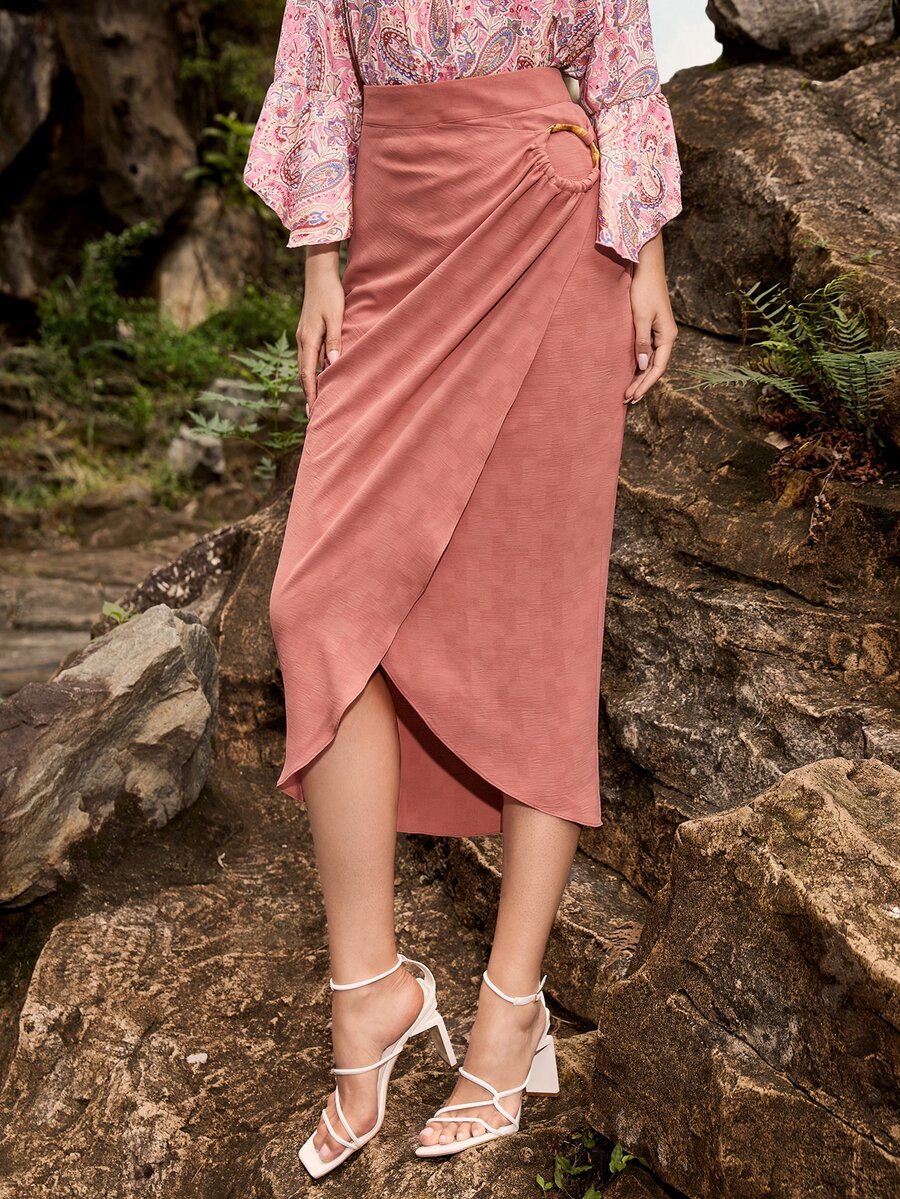 Mulvari 環鏈裹身裙 - 乾枯玫瑰色 - 查看 1