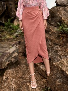 Mulvari 環鏈裹身裙 - 乾枯玫瑰色 - 查看 6