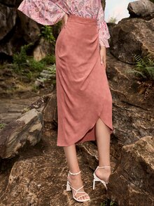 Mulvari 環鏈裹身裙 - 乾枯玫瑰色 - 查看 5