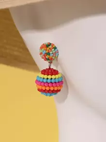 隨機色圓形耳墜 - 彩色 - 查看 2