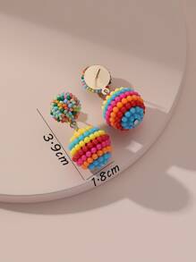 隨機色圓形耳墜 - 彩色 - 查看 4