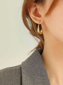 1雙極簡開口耳環銅首飾類 - 金黃色 - 查看 6