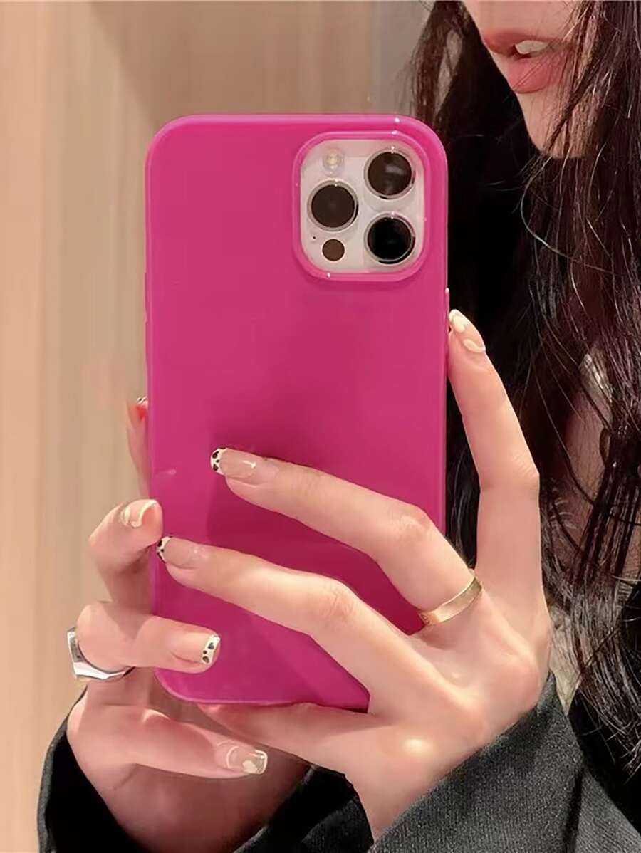 Simple Solid Color Shock-Proof & Anti-Fall Basic Phone Case, Rose Red Soft Phone Cover, Compatible With IPhone & Galaxy, Phone Case, Case For 17 Pro Max, Covers, Cute Phone Case, Cover For S26/S26 PLUS/S26 Ultra, Suitable For Personal Use Or As A Gift,International Version, Not The Domestic Version