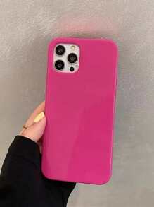 Simple Solid Color Shock-Proof & Anti-Fall Basic Phone Case, Rose Red Soft Phone Cover, Compatible With IPhone & Galaxy, Phone Case, Case For 17 Pro Max, Covers, Cute Phone Case, Cover For S26/S26 PLUS/S26 Ultra, Suitable For Personal Use Or As A Gift,International Version, Not The Domestic Version - Hot Pink - View 3