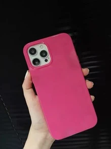 Simple Solid Color Shock-Proof & Anti-Fall Basic Phone Case, Rose Red Soft Phone Cover, Compatible With IPhone & Galaxy, Phone Case, Case For 17 Pro Max, Covers, Cute Phone Case, Cover For S26/S26 PLUS/S26 Ultra, Suitable For Personal Use Or As A Gift,International Version, Not The Domestic Version - Hot Pink - View 4