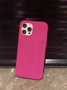 Simple Solid Color Shock-Proof & Anti-Fall Basic Phone Case, Rose Red Soft Phone Cover, Compatible With IPhone & Galaxy, Phone Case, Case For 17 Pro Max, Covers, Cute Phone Case, Cover For S26/S26 PLUS/S26 Ultra, Suitable For Personal Use Or As A Gift,International Version, Not The Domestic Version - Hot Pink - View 5