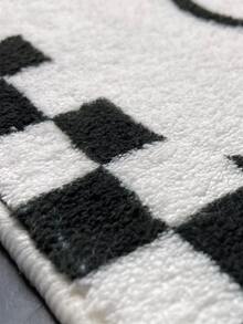 Alfombra con estampado de cuadros - Blanco y Negro - Ver 2