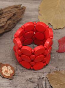 Vòng đeo tay trang trí tròn màu ngẫu nhiên - Đỏ - Xem 4