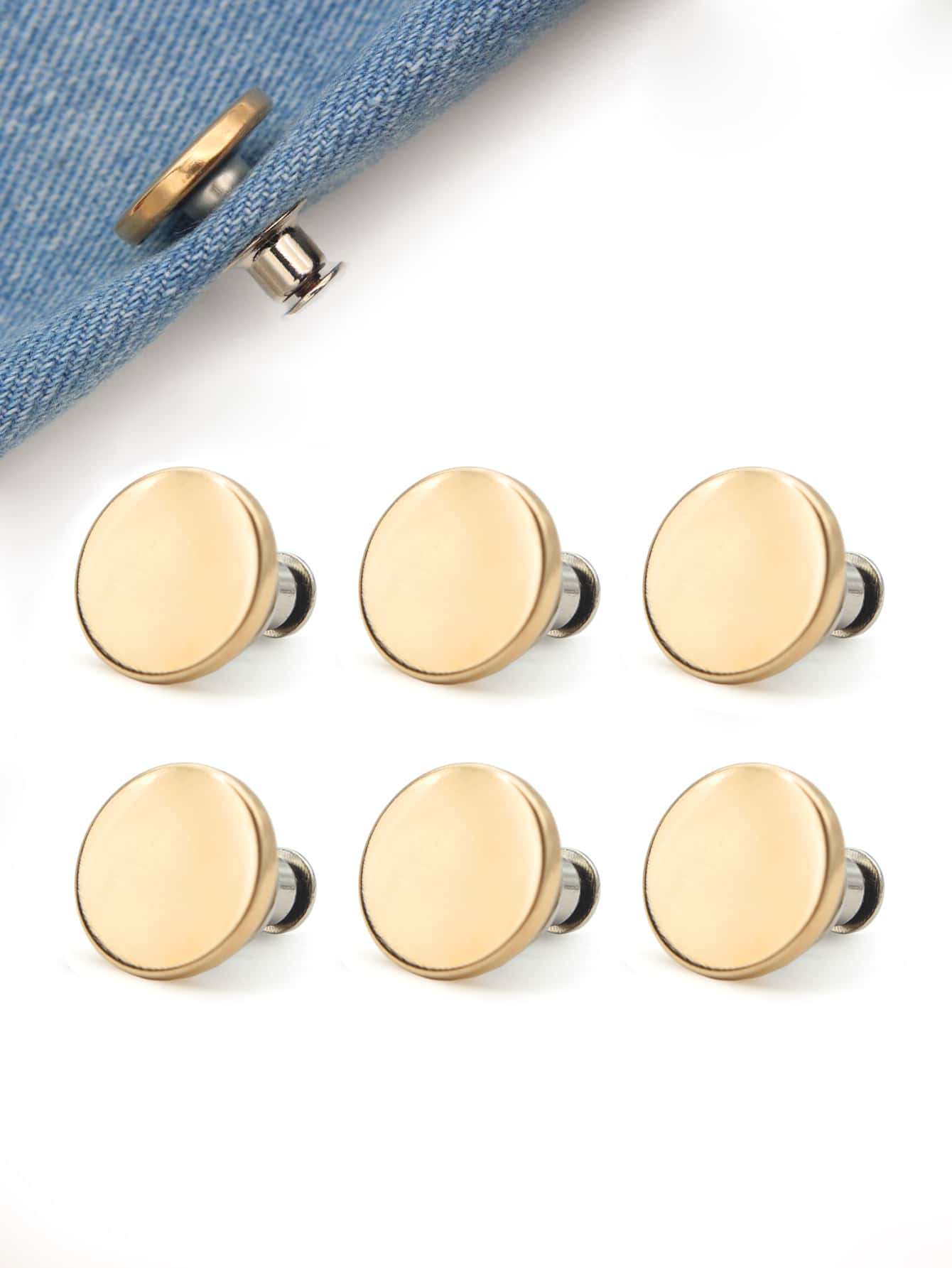 6 piezas Conjunto de aleación con botón - Dorado - Ver 1