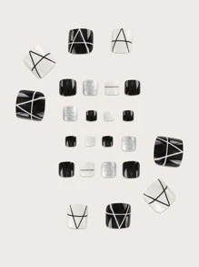 24入組短方形假腳趾甲和1入組指甲銼和1片果凍膠 - 彩色 - 查看 5