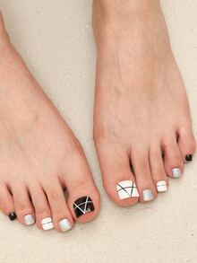 24入組短方形假腳趾甲和1入組指甲銼和1片果凍膠 - 彩色 - 查看 6