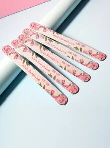 NailSunshine 5支装花卉图案指甲锉，超薄木芯，专业修甲打磨，美甲用品，美甲工具，美甲艺术工具，返校季，美甲，美甲工具（适用于贴片式美甲） - 彩色 - 查看 3