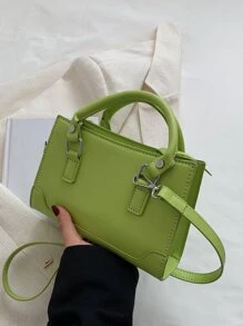 Mini Niche Design Crossbody Bag Y2K Handbag Square Shoulder Purse For Women Mini Stitch Detail Square Bag, Daily Commuting, Leisure, Travel, Vacation, Street Shopping, Green Zipper, Solid Color PU Material, Multi-Bag Pastel Dream Sling Bag Green For Woman - Green - View 5