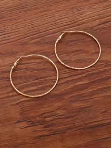 Minimalist Hoop Earrings - Yellow Gold - View 2