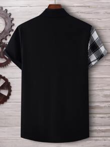 Manfinity Homme Men Plaid Print Shirt Without Tee - Black and White - View 2