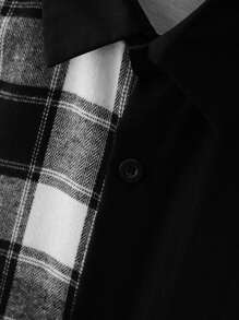 Manfinity Homme Men Plaid Print Shirt Without Tee - Black and White - View 3