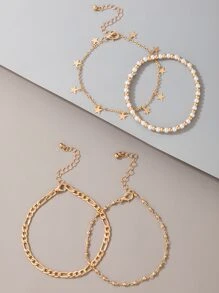 4pcs Star Charm Anklet - Yellow Gold - View 2