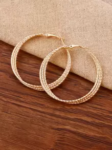 紋理質感金屬多層圓耳環