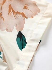 Manfinity RSRT 男士花卉隨機印花襯衫（不含內搭），修身短袖翻領多彩釦扣衫 - 米色 - 查看 3