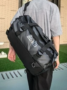 Large Capacity Crossbody Travel Bag Nylon Luggage Bag With Wet Dry Separation Pocket & Shoe Compartment For Sports, Fitness, Dance, Outdoor Camping - Black - View 2