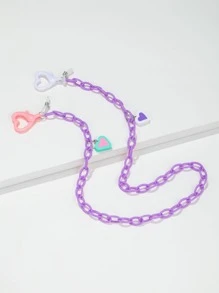 1pc Polymer Clay Heart Face Mask Chain - Multicolor - View 2