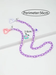 1pc Polymer Clay Heart Face Mask Chain - Multicolor - View 3