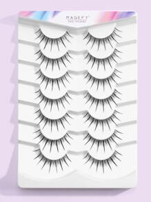 MAGEFY 7/14 对自然浓密假睫毛，纤细适合日常使用漫画睫毛，旅行必备 - 黑色 - 查看 1