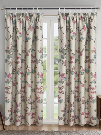 花和鳥樣式1片遮光窗簾