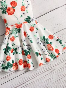 SHEIN 嬰兒前蝴蝶結吊帶上衣和印花喇叭褲 - 彩色 - 查看 3