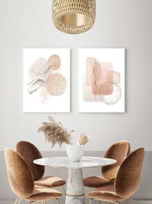 3pcs Geometric Pattern Unframed Painting, Nordic Hanging Wall Art Prints For Home Decor - Multicolor - View 3