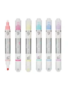 2pcs Random Color Double-end Erasable Highlighter - Multicolor - View 1